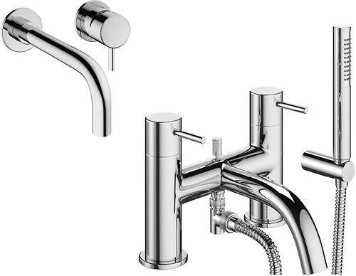 Crosswater Mike Pro Wall Mounted Basin & Bath Shower Mixer Tap (Chrome).