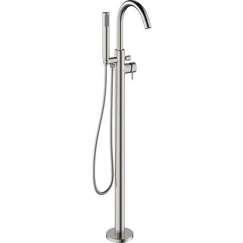 Crosswater Mike Pro Floorstanding Bath Shower Mixer Tap (Brushed Steel).