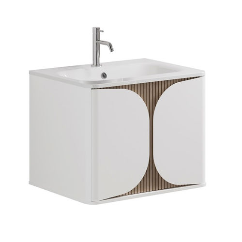 Crosswater Tambour Wall Hung Vanity Unit With Basin (600mm, White Matt).