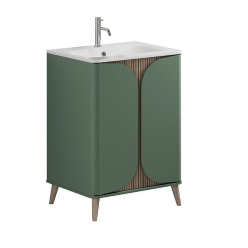 Crosswater Tambour Vanity Unit With Basin (600mm, Sage Green).