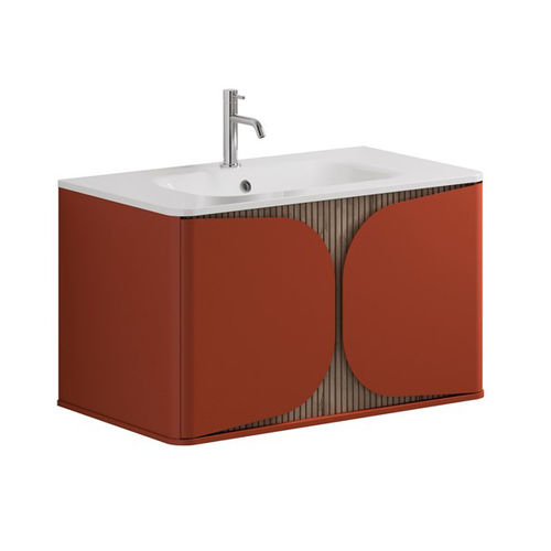 Crosswater Tambour Wall Hung Vanity Unit With Basin (800mm, Soft Clay).