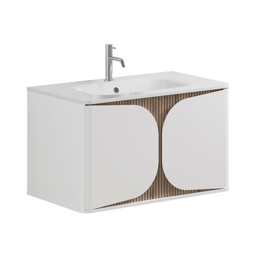 Crosswater Tambour Wall Hung Vanity Unit With Basin (800mm, White Matt).