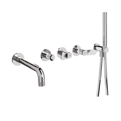 Crosswater Calix Crosshead Wall-Mounted Bath Shower Mixer Tap (5 Hole, Chrome).