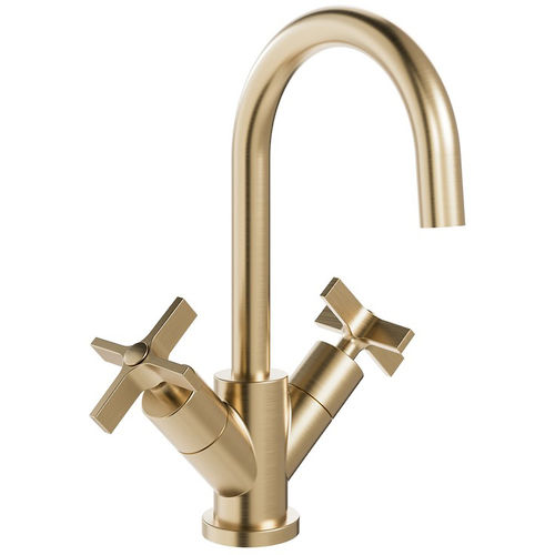 Crosswater Clover Mono Basin Mixer Tap With Crosshead Handles (Br Brass).