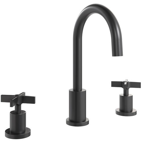 Crosswater Clover 3TH Basin Mixer Tap With Crosshead Handles (M Black).