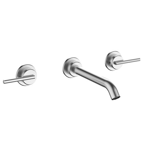 Crosswater 3ONE6 Wall Mounted Lever Basin Mixer Tap (Stainless Steel, 3 Hole).