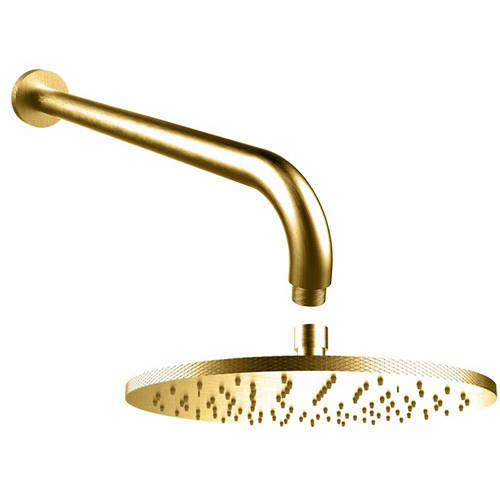 Crosswater UNION 250mm Round Shower Head & Arm (Brushed Brass).