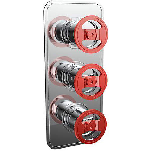 Thermostatic Shower Valve (3 Outlets, Chrome & Red). Crosswater UNION ...