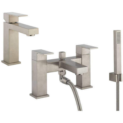 Crosswater Verge Basin & Bath Shower Mixer Tap Pack (Br Stainless Steel).