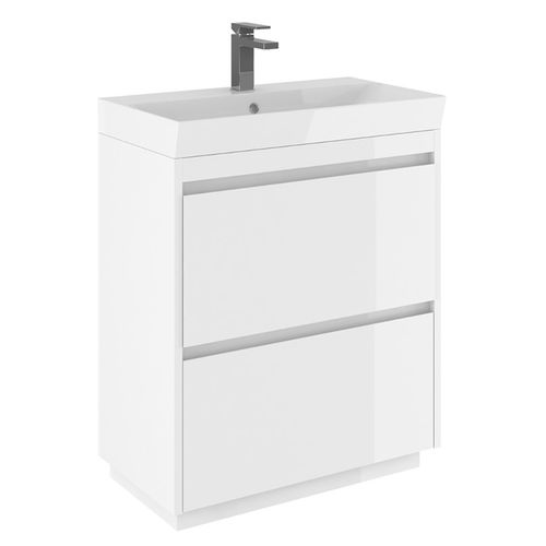 Crosswater Zion Vanity Unit With Ceramic Basin (700mm, White Gloss, 1TH).