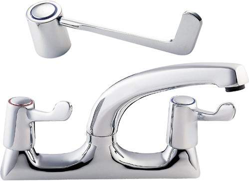 Deva Lever Action Swivel Kitchen Sink Mixer Tap With 6" Long Handles.