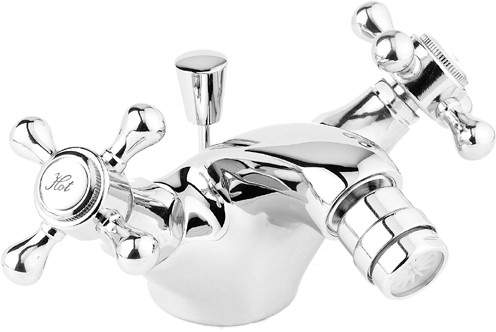 Deva Tudor Mono Bidet Mixer Tap With Pop Up Waste (Chrome).