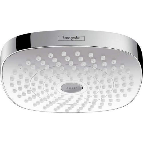 Hansgrohe Croma Select E 180 2 Jet Shower Head (180x180, White & Chrome).