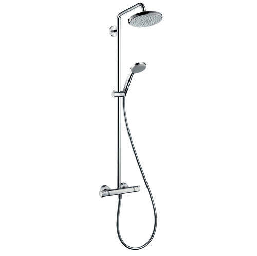 Hansgrohe Croma 220 Air 1 Jet Showerpipe Pack With EcoSmart Head (Chrome).