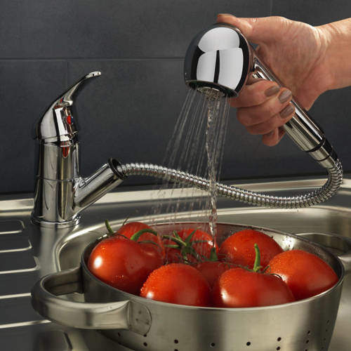 Hydra Tessa Kitchen Mixer Tap With Pull Out Spray Rinser (Chrome).