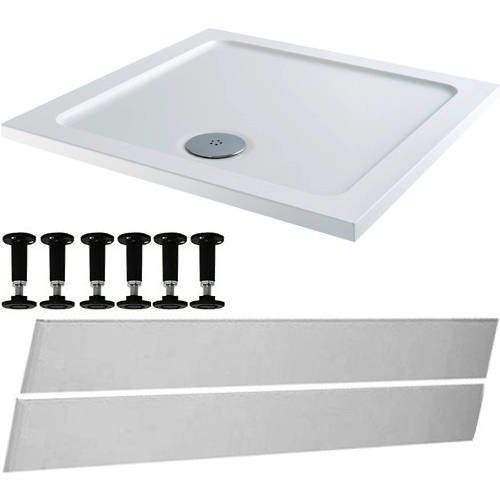 Square Easy Plumb Stone Resin Shower Tray 700x700mm (LP). Tuff Trays HI
