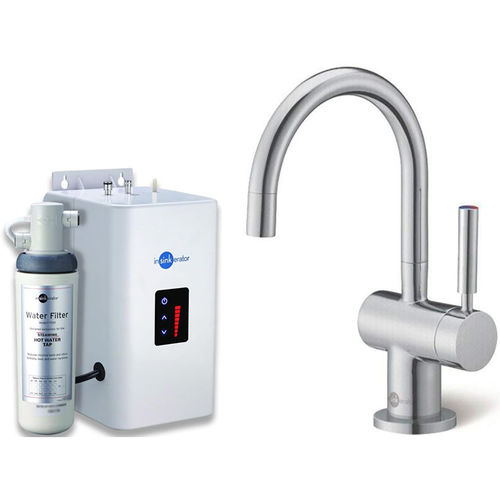 InSinkErator Hot Water Steaming Hot Filtered Kitchen Tap (Brushed Steel).