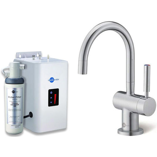 InSinkErator Hot Water Steaming Hot & Cold Filtered Kitchen Tap (Brushed Steel).