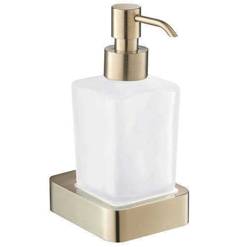 JTP Hix Square Soap Dispenser & Holder (Brushed Brass).