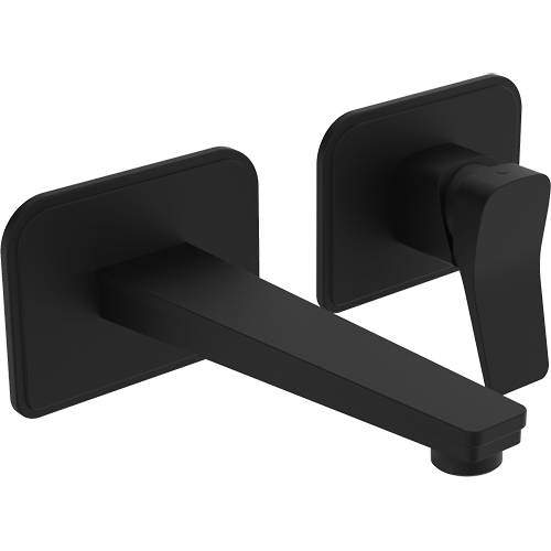 JTP Hix 2 Hole Wall Mounted Basin Tap (Matt Black).