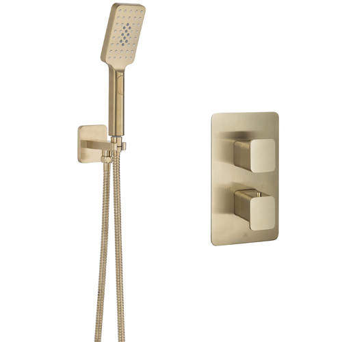 JTP Hix Thermostatic Shower Valve & Shower Kit (Brushed Brass).