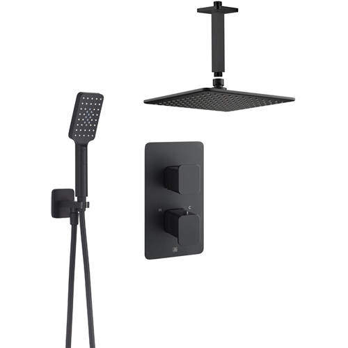 JTP Hix Thermostatic Shower Valve, Head & Shower Kit (Matt Black)