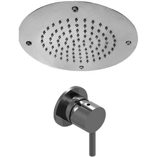 JTP Inox Concealed Shower Valve & Ceiling Mounted Head (S Steel).