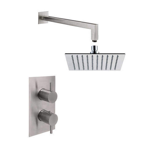 JTP Inox Thermostatic Shower Valve, Wall Arm & Square Head (S Steel).
