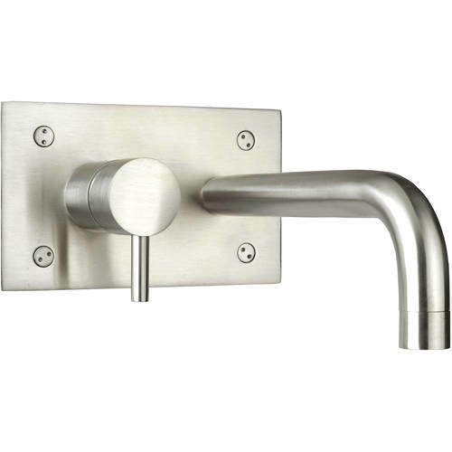 JTP Inox Wall Mounted Basin Mixer Tap (225mm, Stainless Steel).