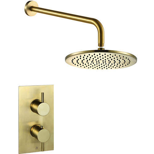 JTP Vos Thermostatic Shower Valve, Wall Arm & 200mm Head (Br Brass).
