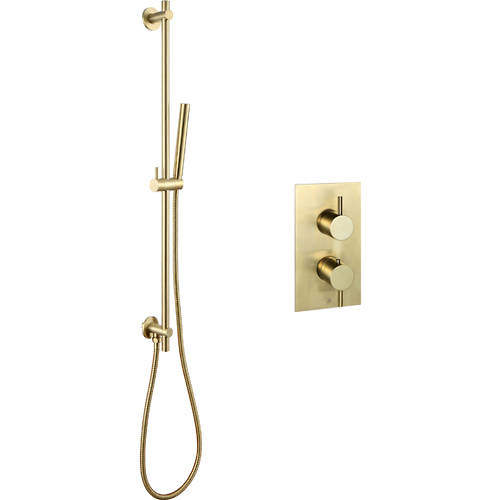 JTP Vos Thermostatic Shower Valve With Slide Rail Kit (Brushed Brass).