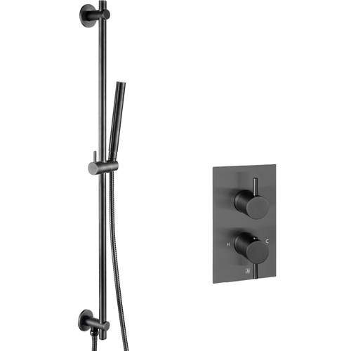 JTP Vos Thermostatic Shower Valve With Slide Rail Kit (Brushed Black).