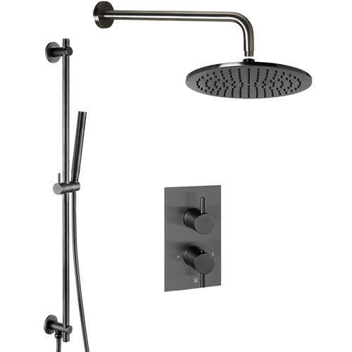 JTP Vos Thermostatic Shower Valve With Head, Arm & Slide Rail (Br Black).