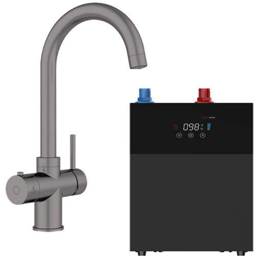 Kedl Tundra Digital 3 In 1 Boiling Water Kitchen Tap (Gun Metal Grey, 4.0L).