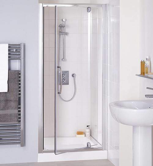 Lakes Classic 700mm Semi-Frameless Pivot Shower Door (Silver).