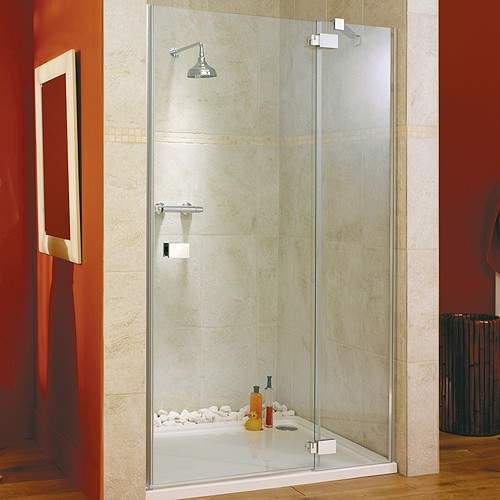Hinged Shower Door & Glass Panel. Right Hand. 1400x1950mm. Lakes Italia