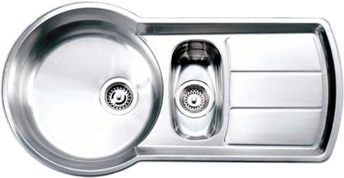 Rangemaster Keyhole 1.5 Bowl Stainless Steel Kitchen Sink. Reversible.