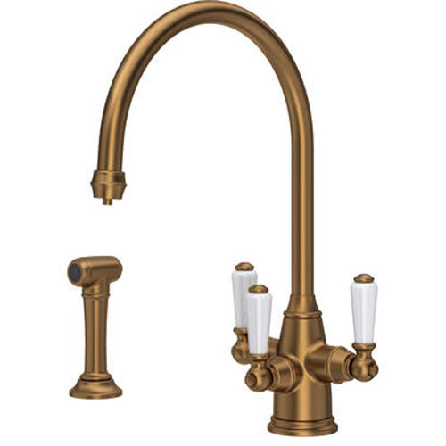 Perrin & Rowe Phoenician 3 In 1 Filtered Kitchen Tap With Rinser (English Bronze).