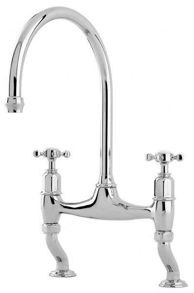 Perrin & Rowe Ionian Kitchen Tap With Crosshead Handles (Chrome).