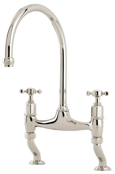 Perrin & Rowe Ionian Kitchen Tap With Crosshead Handles (Polished Nickel).