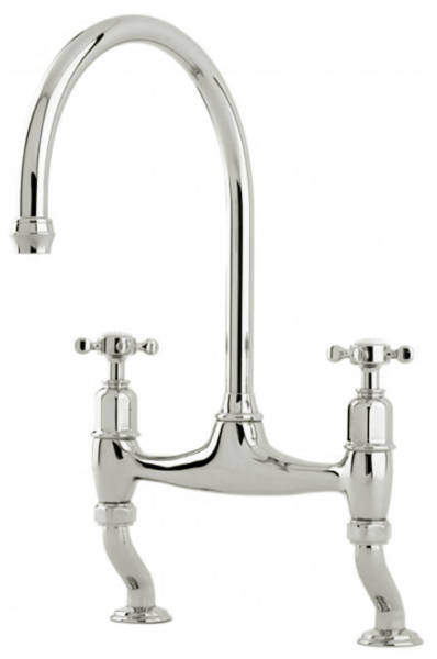 Perrin & Rowe Ionian Kitchen Tap With Crosshead Handles (Pewter).