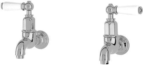 Perrin & Rowe Mayan Wall Mounted Bib Taps With Lever Handles (Chrome).