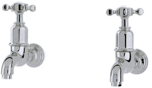 Perrin & Rowe Mayan Wall Mounted Bib Taps With X-Head Handles (Pewter).