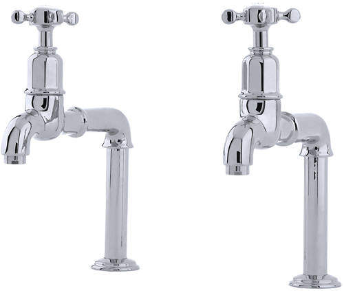 Perrin & Rowe Mayan Deck Mounted Bib Taps With X-Head Handles (Chrome).