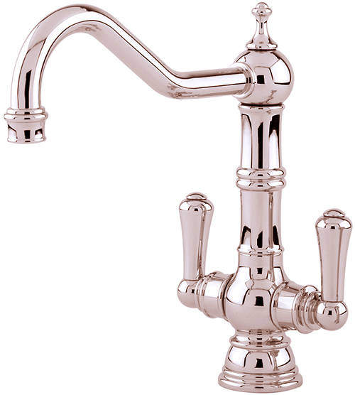 Perrin & Rowe Picardie Kitchen Mixer Tap With Twin Lever Handles (Nickel).