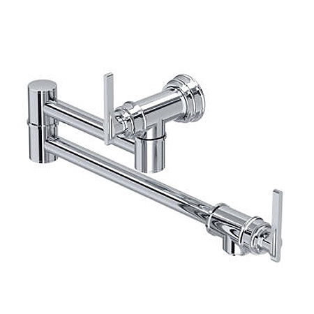 Perrin & Rowe Southbank Wall Mounted Pot Filler Kitchen Tap (Chrome).