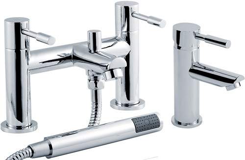 Crown Series 2 Basin & Bath Shower Mixer Tap Set (Chrome).