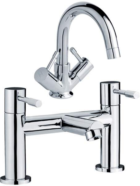 Crown Series 2 Economy Basin & Bath Filler Tap Set (Chrome).