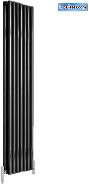 Reina Radiators Round Double Vertical Radiator (Black). 295x1800mm.