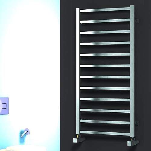 Reina Radiators Arden Towel Radiator (Satin Stainless Steel). 1000x500.